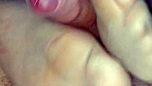 oh damn girlfriend's homemade footjob in tan stockings feels too good