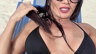 dogging on beach... tinder stud bends athletic milf over for pussy pounding