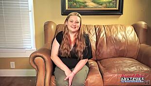 Curvy Redhead Coed Rose Masturbates Shaved Pussy Fucked Doggy Facial Cumshot