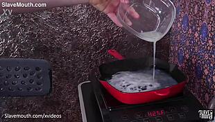 anastasia rose gags on cum omelette with piss drinks and deep rimjobs