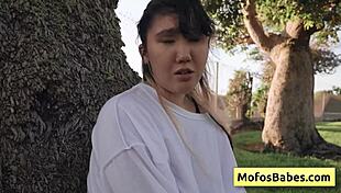 Tomie Tang Reveals Natural Big Boobs to Charles Dera Outdoors