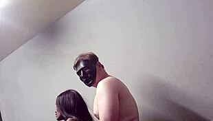 Masked Daddy Pounds Petite Teen Slut Stepdaughter Doggystyle After Blowjob