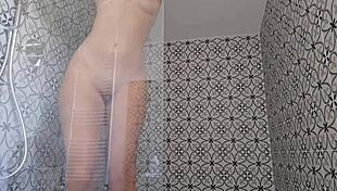 steamy shower turns sensual with my skinny curves glistening