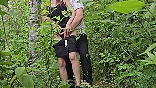 Brunette Student Fucks Hard in Forest Dress After Long Public Walk