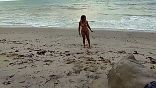 Wife's Beach Nudist Adventure: African Lover Creampies Her in Public Sun