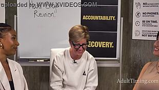 Kenna James Reagan Foxx lesbian orgy podcast backstage with big tits stars