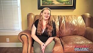 Curvy Redhead Coed Rose Masturbates Shaved Pussy Fucked Doggy Facial Cumshot