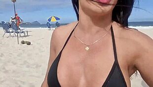 dogging on beach... tinder stud bends athletic milf over for pussy pounding