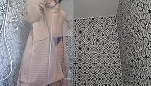 steamy shower turns sensual with my skinny curves glistening