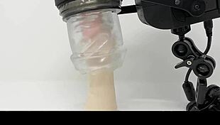 guy demos rubjoy robot fleshlight sex toy masturbation fun