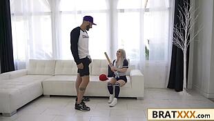 petite baseball babe gets her tight pussy wrecked by coach's monster cock 😈