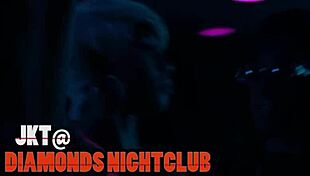 Ebony teen strips and swallows huge cock facial at JKT strip club party