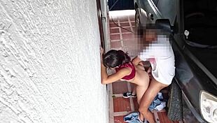 Skinny 18-Year-Old Fucks Standing Hard With Stranger!