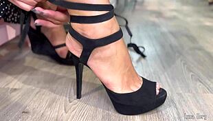 He Bought Hot Milf Shoes, Now She Gives Footjob Till Cum on Feet