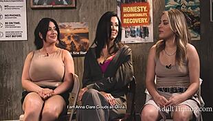 Kenna James Reagan Foxx lesbian orgy podcast backstage with big tits stars