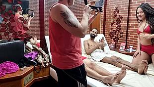 18yo Brazilian teen double fucked backstage first time.