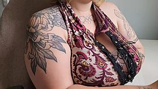 Chubby office friend with huge saggy tits and hairy pussy plays solo at work