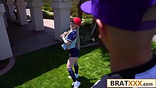 petite baseball babe gets her tight pussy wrecked by coach's monster cock 😈