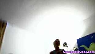 dorm slut rides cock as real students spray cum on her pussy