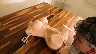 damn this evolova fuck doll bent over takin' my cock feels so real with vibrator buzz