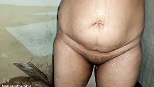 A close view of wet brown pussy big desi ass swaying boobs