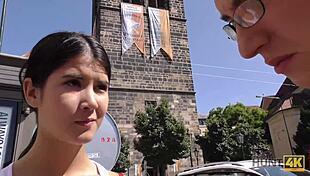 A young 18+ chick RIDES guy's DICK right next to her submissive CUCKOLD in this Hunt4k pickup