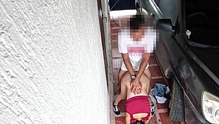 Skinny 18-Year-Old Fucks Standing Hard With Stranger!