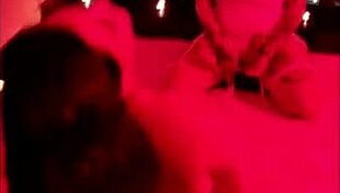 Thick Brunette Rides Huge Black Cock in Red Light Glow!