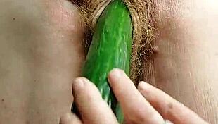 horny german granny slut fucks her hairy wet pussy hard 😩💦