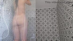 steamy shower turns sensual with my skinny curves glistening