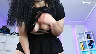 Agatha D masturbates daily in miniskirt vibrator ORGASMO till she squirts