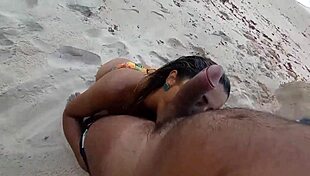 Wife's Beach Nudist Adventure: African Lover Creampies Her in Public Sun