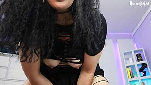 Agatha D masturbates daily in miniskirt vibrator ORGASMO till she squirts