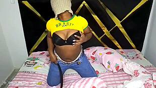 Chubby Ebony Horny Girl Fingers Fat Ass and Pussy in Sexy Masturbation Fun