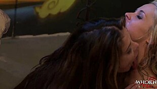 Whornyfilms police officer in latex heels takes masked guy's monster cock in rough threesome domination