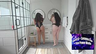 Suggestive lesbian couple bares backs for BBC friends part one