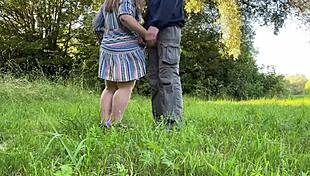 feeling so naughty as this sexy hairy milf strips panties and handjobs me off outdoors in nature