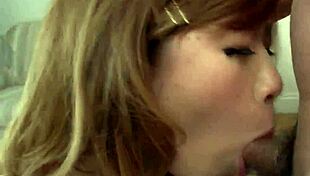 Sultry Japanese mummy gulps cum showers in steamy oral jav bath