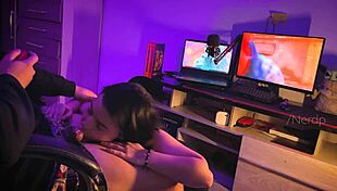 my friend caught me gaming but begged for facial cumshot and all-night doggystyle pounding in bedroom