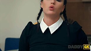 Daddy4K Slutty Pigtail Wednesday Cheats on BF with Massive Black Cock Daddy