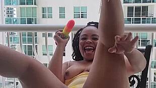 Toy-Induced Super Soaker Pussy Spray on Balcony