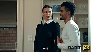 Daddy4K Slutty Pigtail Wednesday Cheats on BF with Massive Black Cock Daddy