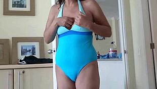 mature 60yo beach beauty flashes huge tits hairy pussy and fat ass for voyeurs