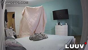 Ever wonder how two skinny maids turn cleaning into hot amateur bedroom flashing sex?