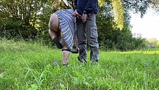 feeling so naughty as this sexy hairy milf strips panties and handjobs me off outdoors in nature