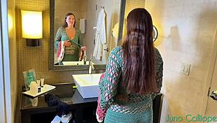 cute blue-eyed cheating wife rides cowgirl anal doggystyle missionary in hotel heels shaved pussy tattooed