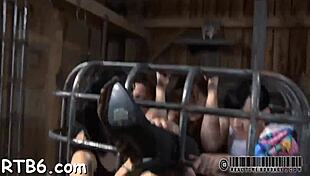 ferocious whipping tears into tight pussy slut's bound body with rough domination fury