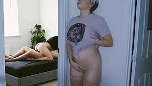 Hey, caught that horny housewife spying on stepbro - now she wants in!