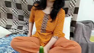 pakistani stepdaughter caught masturbating with cucumber then fucked hard by stepfather