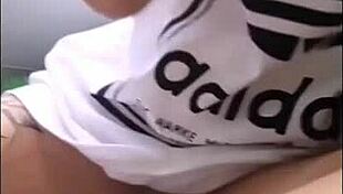 Cute coed teases with lollipop on public train ride